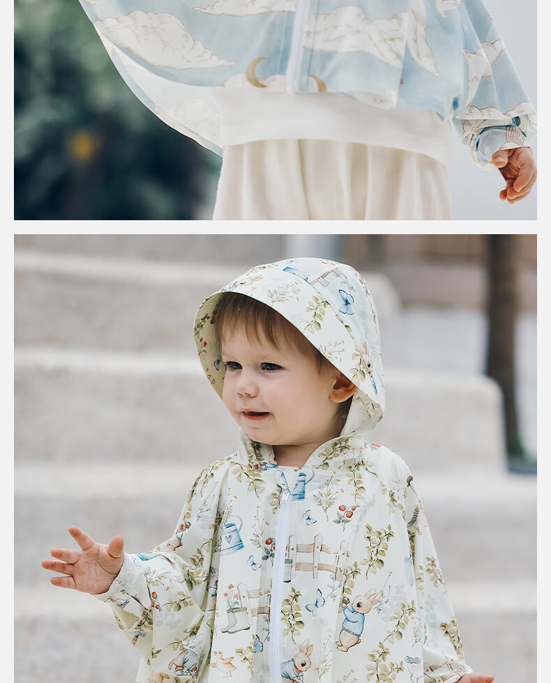 Детская солнцезащитная куртка OAK FAMILY, для девочек, с длинным рукавом, с капюшоном, размер 110, принт "Garden Party II"