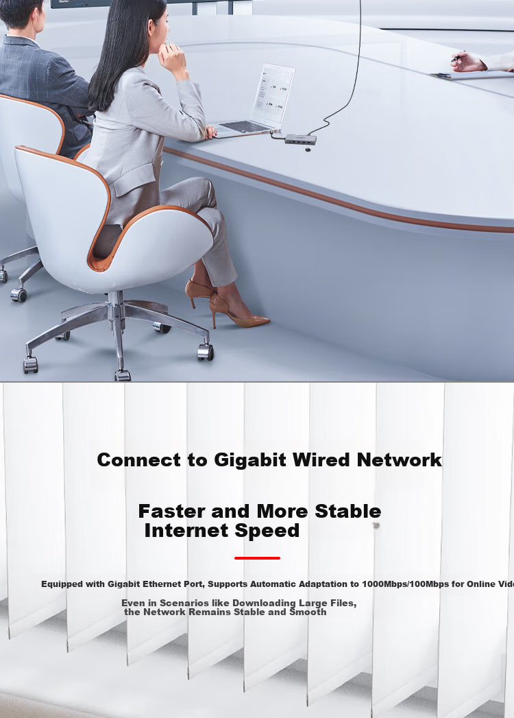Многофункциональный USB-C хаб aigo T11, 11 портов: HDMI, VGA, USB 3.0, Gigabit Ethernet, SD/TF кард-ридер, PD 100W