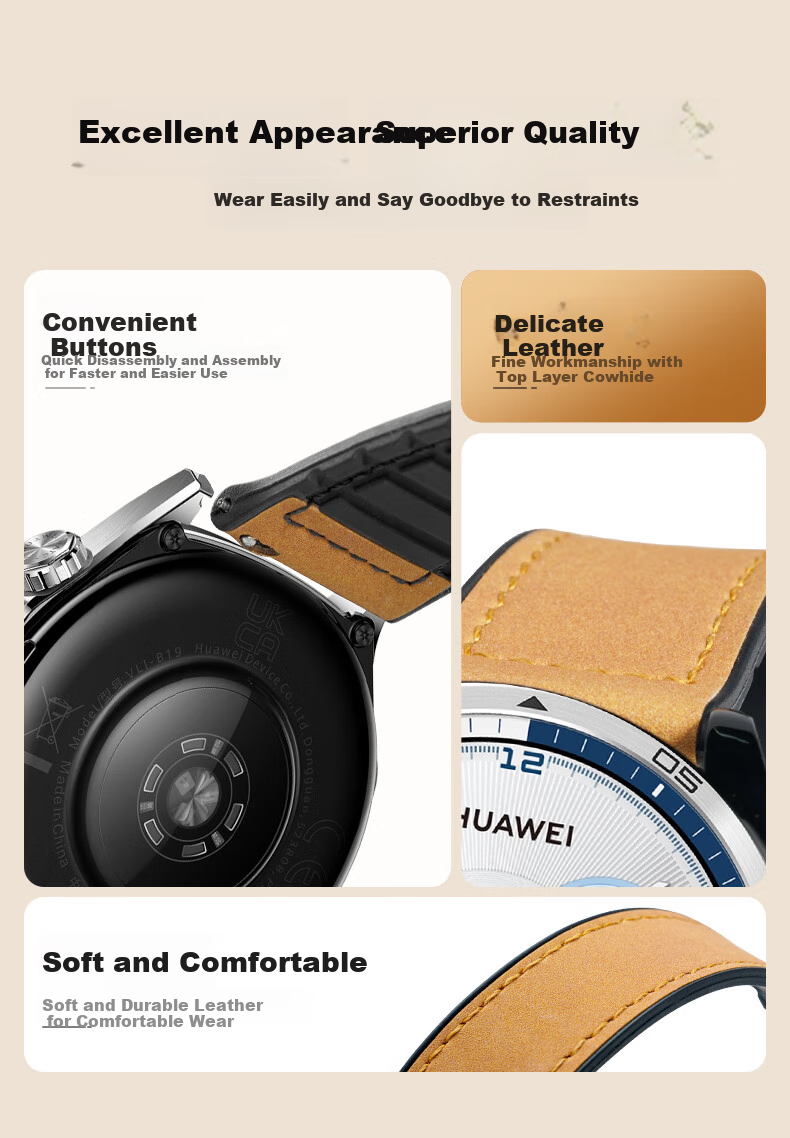 Кожаный ремешок CangHua для Huawei Watch GT6/6PRO/GT5/GT4/GT3/Watch5/4pro/Watch3, с магнитной застежкой "Безумная лошадь"