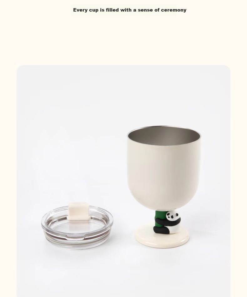 Термокружка tbh Panda Boom High-Foot Portable Cup, 325 мл, с крышкой