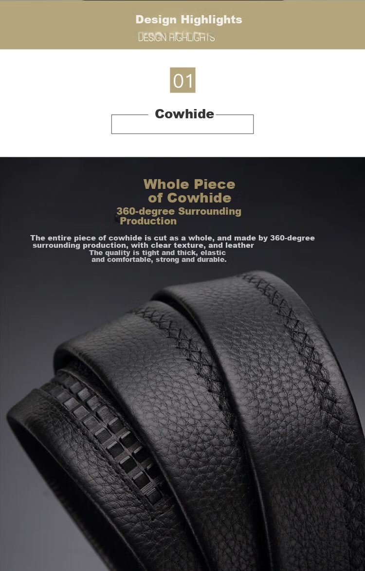 Ремень мужской CROCODILE из натуральной кожи, автоматическая пряжка, ширина 3.55 см, черный, длина 125 см