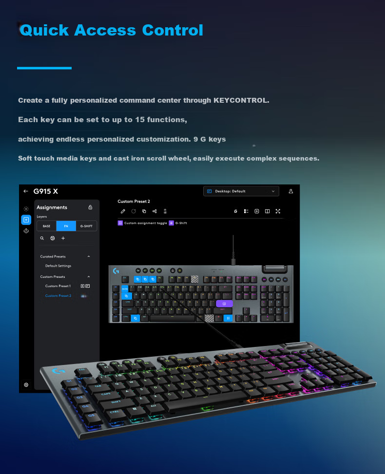 Игровая клавиатура G G915 X Low Profile Wired Gaming Keyboard (Black-T)