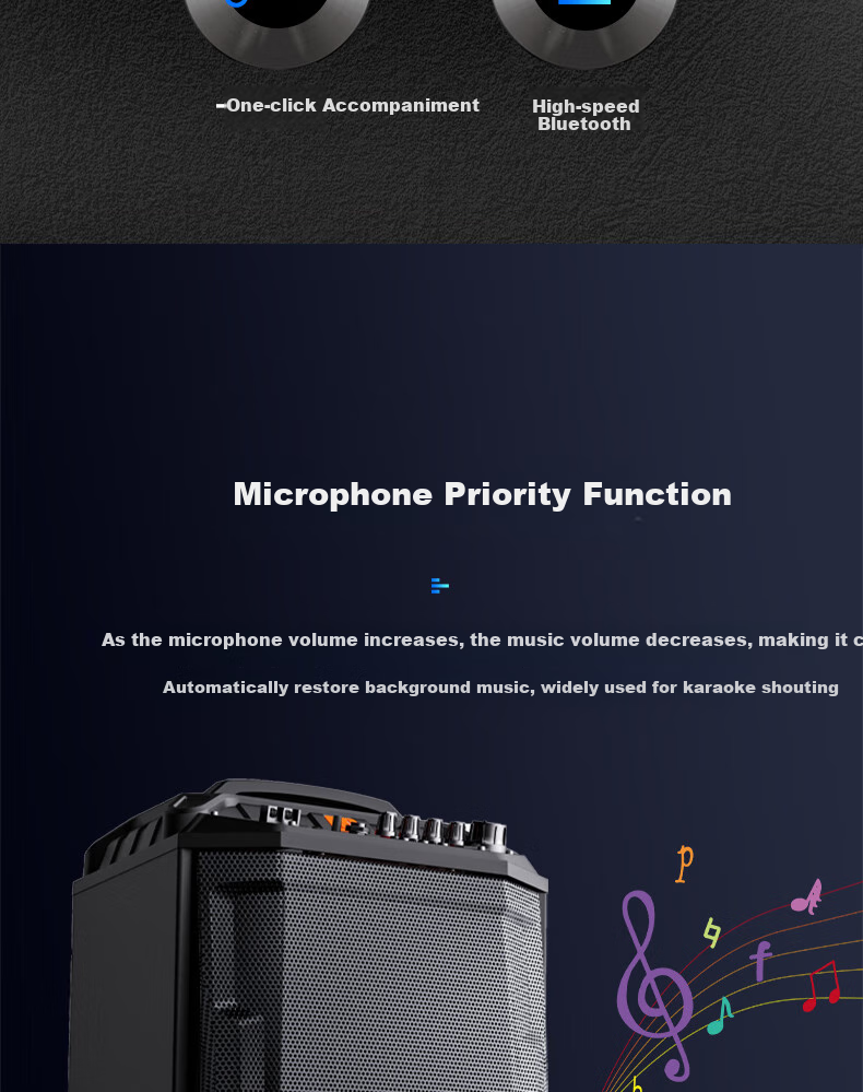Портативная колонка Beid BD-0862 с Bluetooth, караоке, 8 дюймов, 2 микрофона