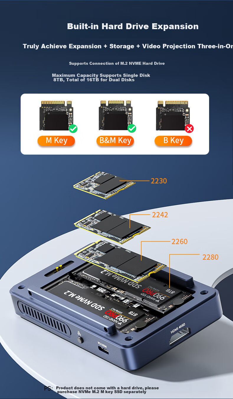 Внешний корпус Acasis TBU405ProMAX для 2x NVMe M.2 SSD, 40 Гбит/с, Thunderbolt 3/4, USB4, алюминиевый сплав, RAID