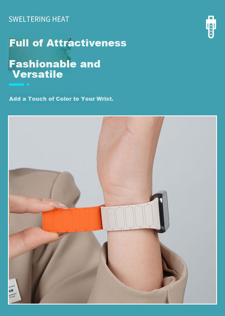 Ремешок KMaxAI для Xiaomi Band 9/8 Pro, Redmi Watch 6/5/4, магнитный, силиконовый, зеленый с черным