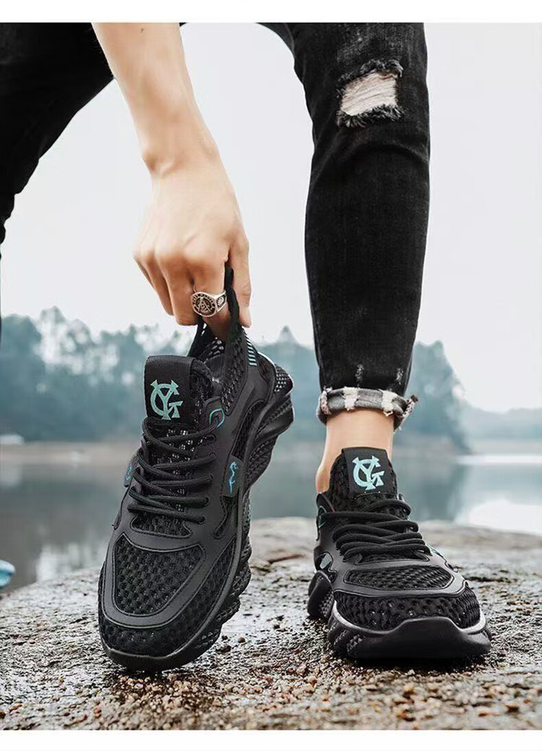 Летние дышащие кроссовки FOOTOPPO для мужчин, сетчатые, на плоской подошве, синие, размер 41