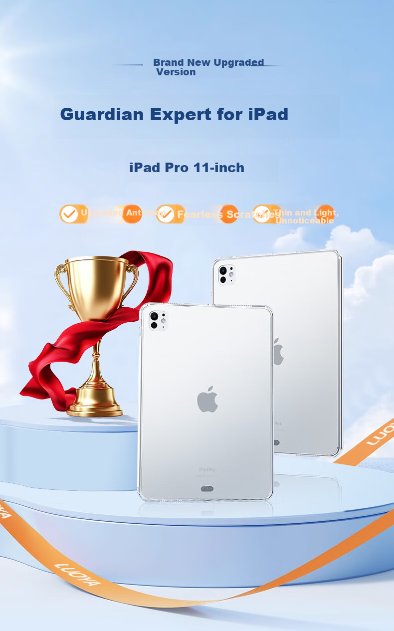Чехол для планшета KOOLIFE для Apple iPad Pro 11 дюймов (2024/2025 M5), тонкий, противоударный, прозрачный, мягкий, с полной защитой, углами рассеивания тепла и задней крышкой