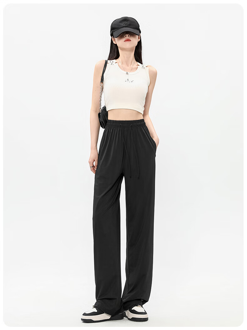 Повседневные брюки Jeanswest для женщин, осенние, свободные, удобные, универсальные, с кулиской, из ледяного шелка, защищающие от солнца, темно-серые, XL