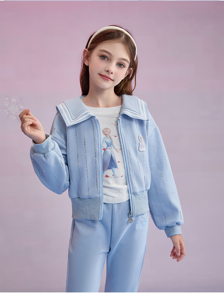Детский костюм Disney Frozen Эльза, комплект из кардигана и брюк, весна 2026, для девочек, синий