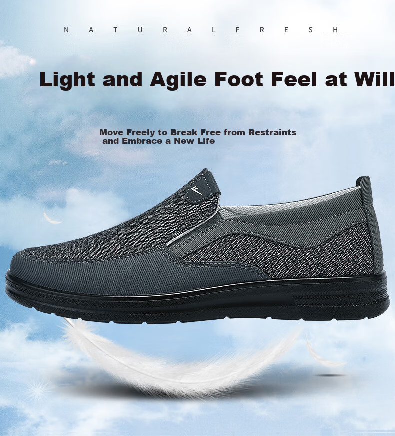 Кроссовки Warrior Official Slip-On Мужские, Осенние и Зимние Дышащие Папины Кроссовки, Обувь для Пожилых Людей, Повседневные Старопекинские Тканевые Кроссовки для Мужчин, Серые, Размер 42