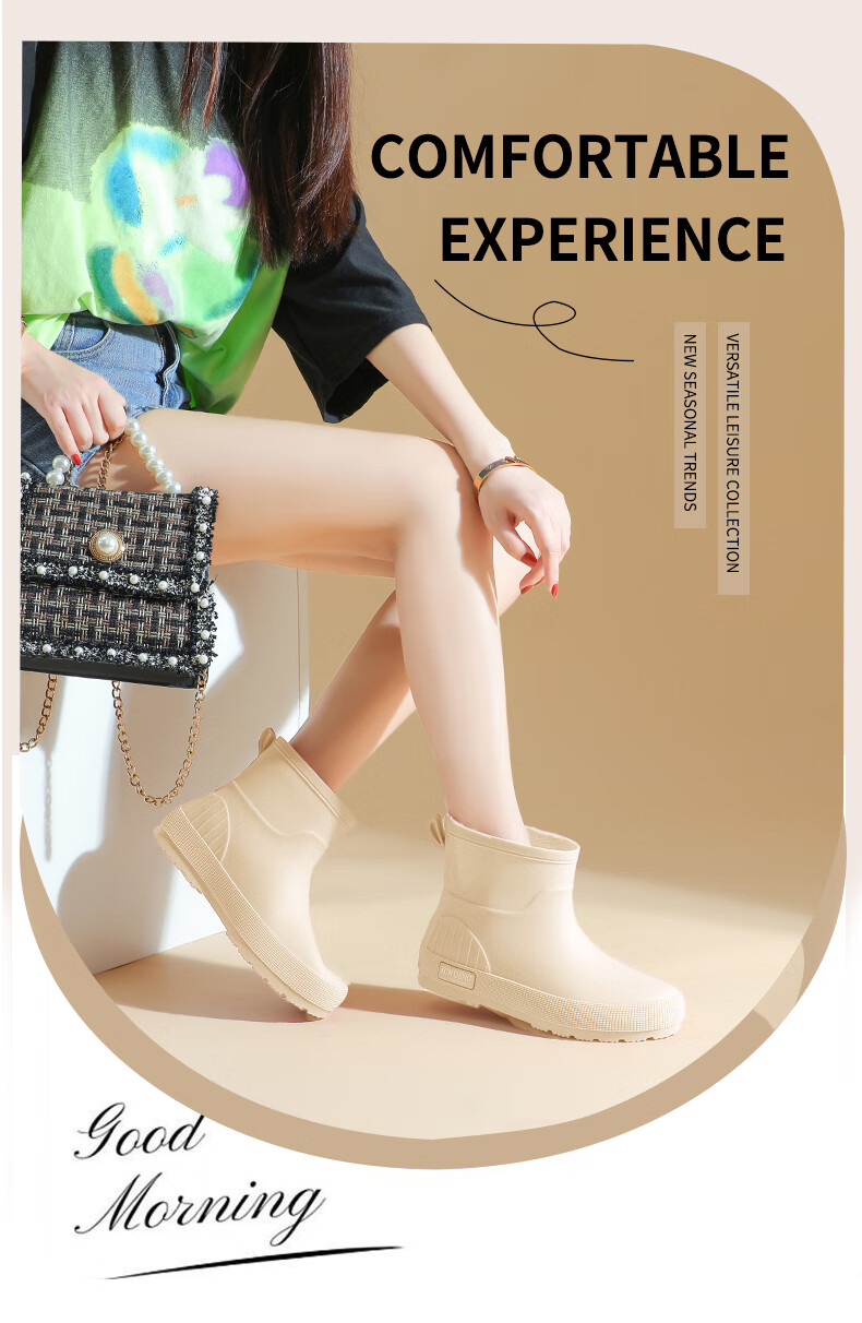 Женские модные резиновые сапоги FOOTOPPO, водонепроницаемые, короткие, средней длины, нескользящие, для взрослых и девушек