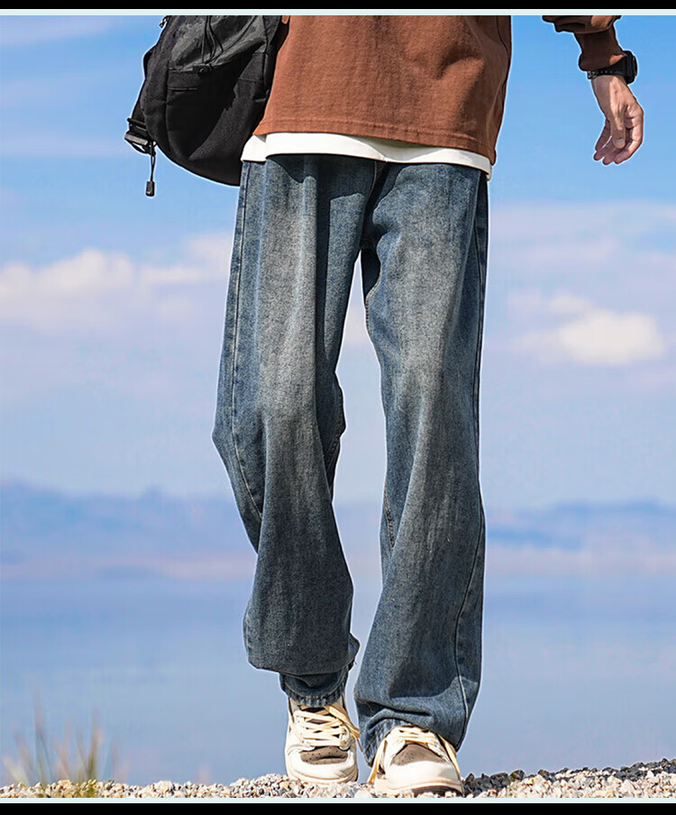 Джинсы Homlean Vintage Street-Style для мужчин, весна-лето, нишевые трендовые универсальные выстиранные длинные брюки в американском стиле, 05 черный 3XL