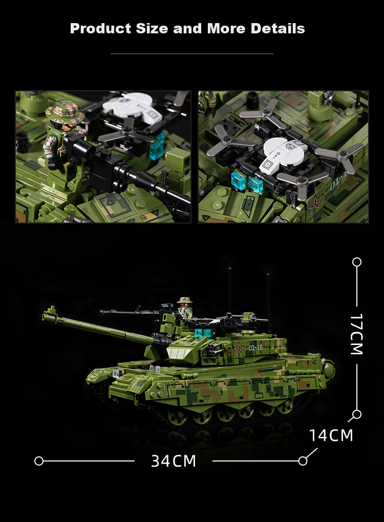 Конструктор LEAIXIANG Детский игрушечный военный танк 99A, совместимый с LEGO, набор для сборки для мальчиков от 6-12 лет, подарок на Новый год