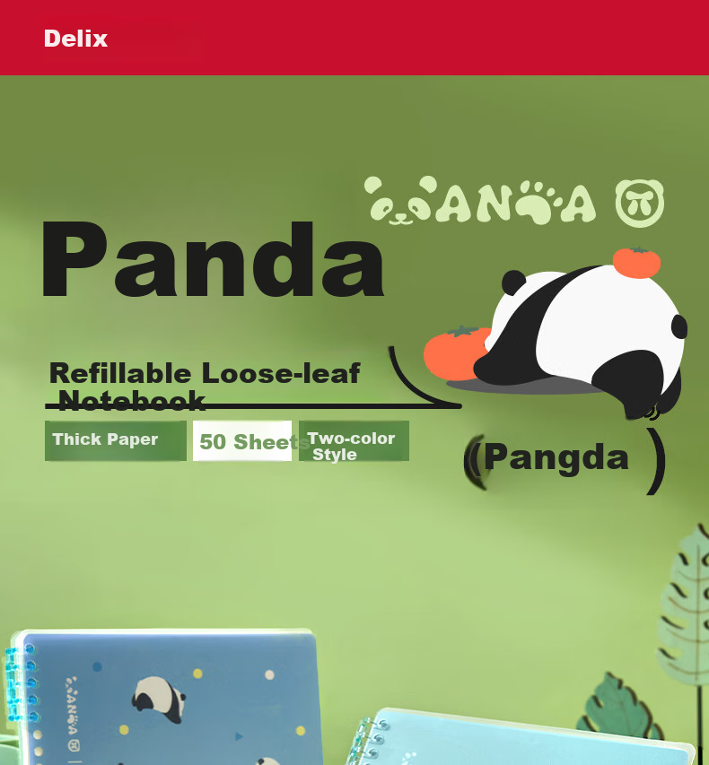 Блокнот Deli Panda Dudu B5, 50 листов, зеленый, для записей, спиральный