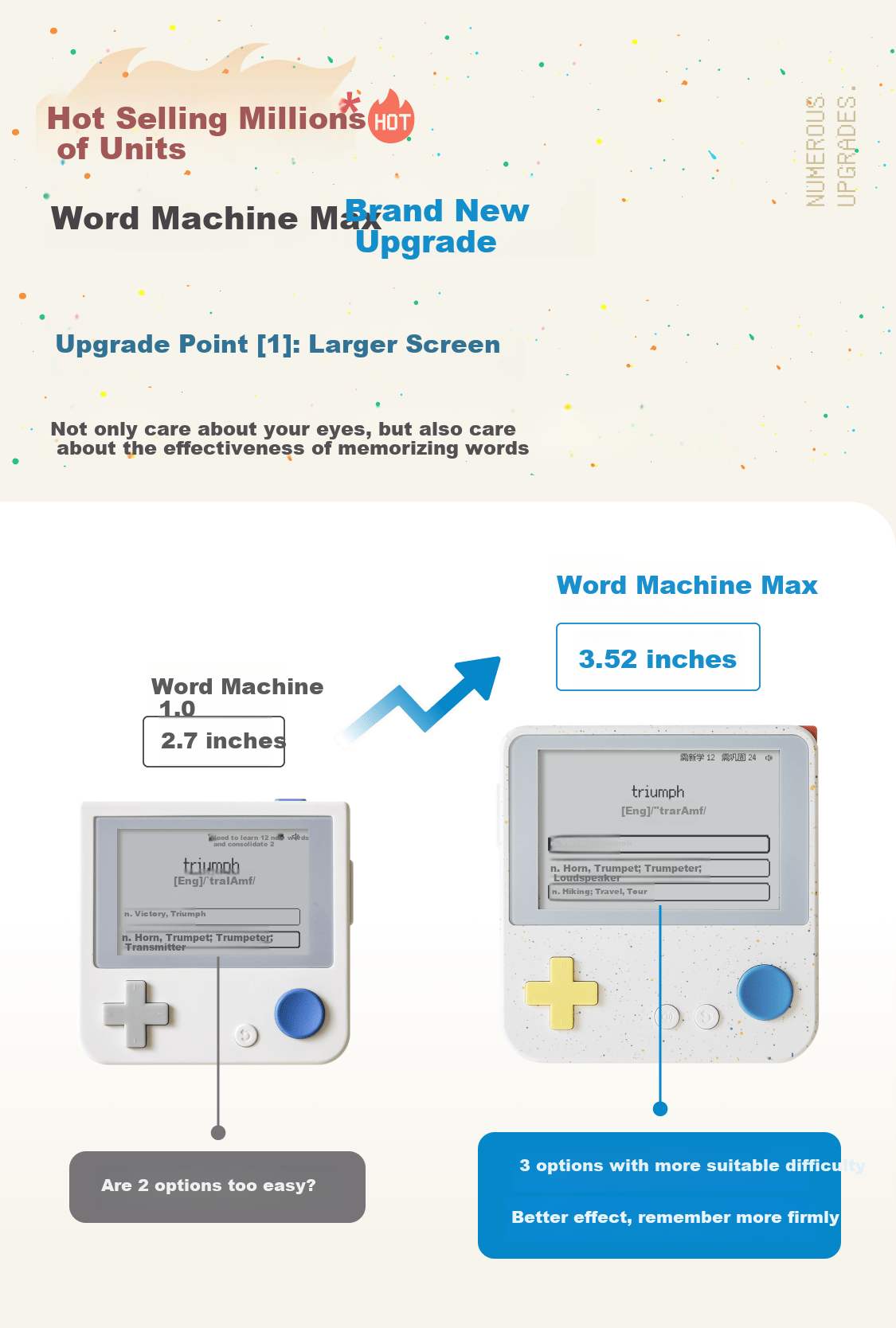 Устройство для изучения лексики Baicizhan Vocabulary Machine Max с большим E-ink экраном, реальным произношением, портативное, синхронизированное с учебниками, для запоминания словарного запаса учащихся начальной и средней школы, инструмент для подготовки к экзаменам.