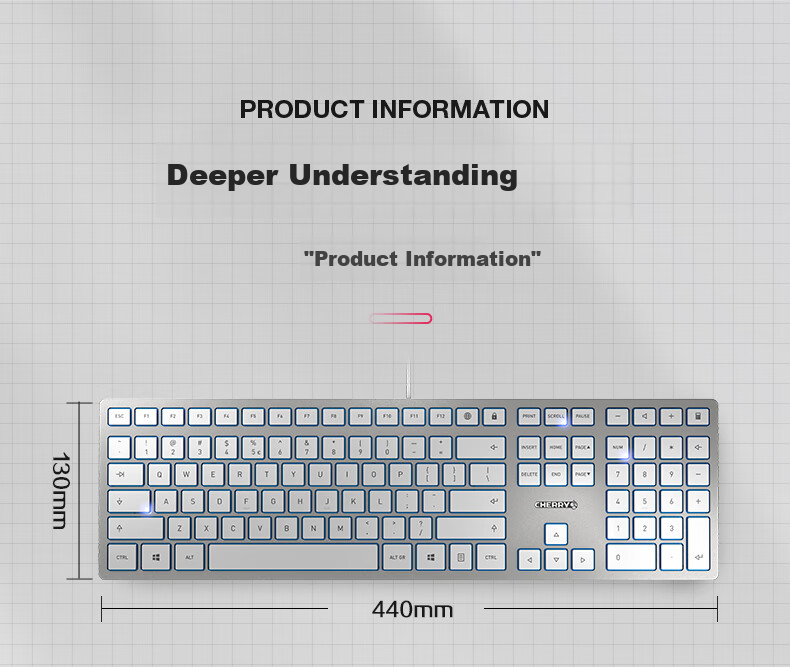 Проводная клавиатура CHERRY KC6000 Silver, полноразмерная, мембранная, с SX-ножничным механизмом, серебристая