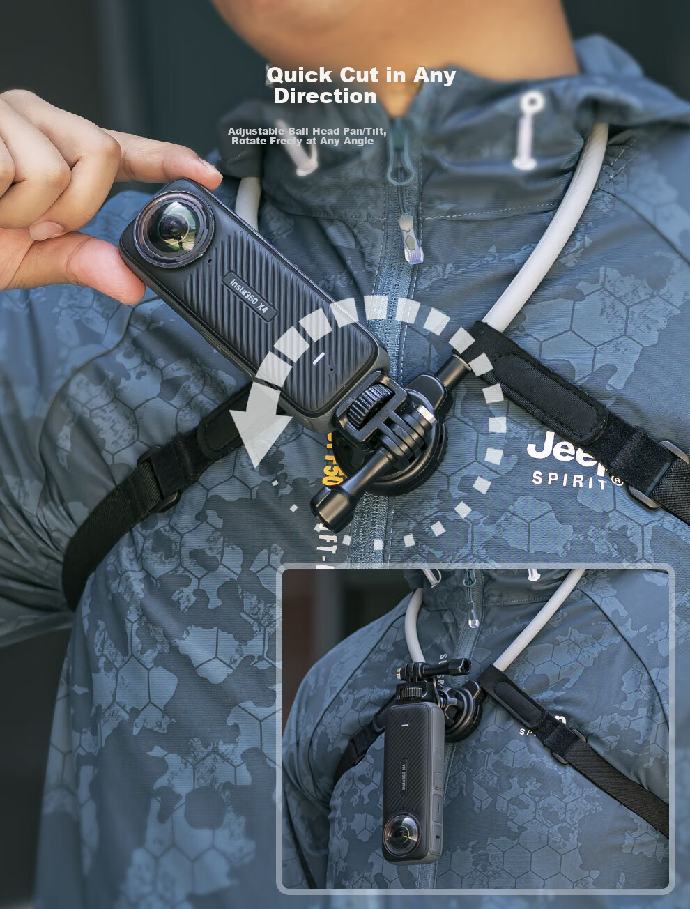 Магнитный шейный ремешок SUREWO для Insta360 X5, совместимый с DJI Osmo Action X4, ремешок для шеи с видом от первого лица и креплением на грудь, аксессуар для экшн-камеры