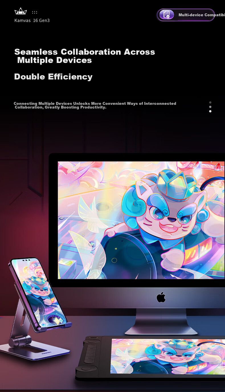 Графический планшет HUION Kamvas 16 Gen3 (2.5k) Smart Digital Display, подключаемый к телефону для рисования, компьютерной графики, ЖК-планшет для рисования, 4.0 цифровое перо, отчет о заводской калибровке цвета