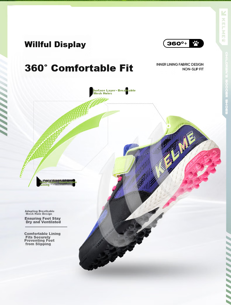 Детские бутсы KELME для футбола, размер 37, металлический серебристо-черный