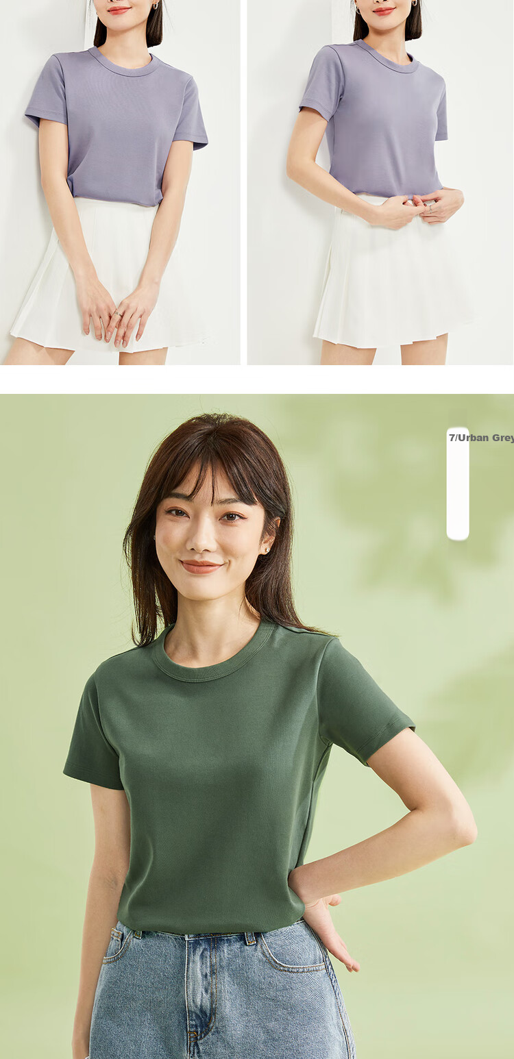 Женская футболка Giordano с коротким рукавом, 100% хлопок, дышащая, с круглым вырезом, размер XL, цвет "67 Выборочный красивый синий"