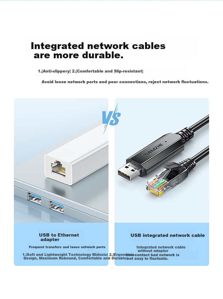 USB Ethernet адаптер SAMZHE RU203, 100 Мбит/с, 3 метра, USB Type-A на RJ-45, черный