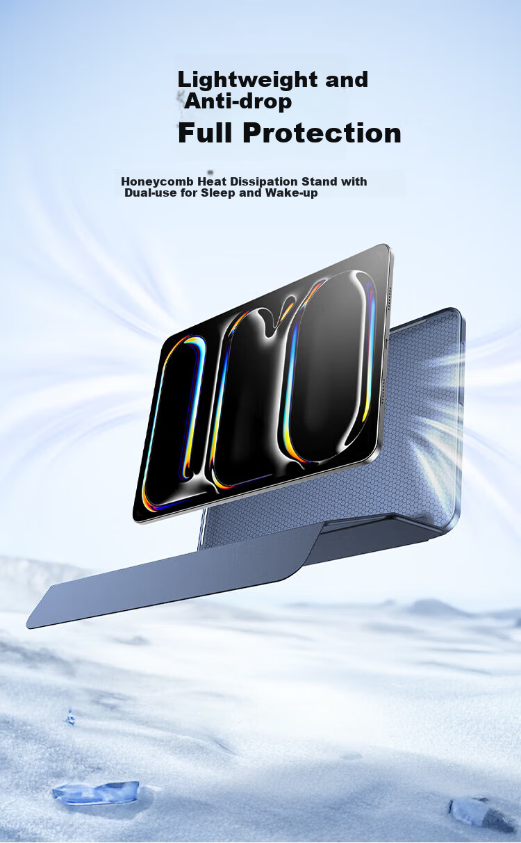 Чехол ALittleFlower для iPad Air 11 дюймов (M2 чип) 2024, ультратонкий, противоударный, с подставкой, глубокий синий