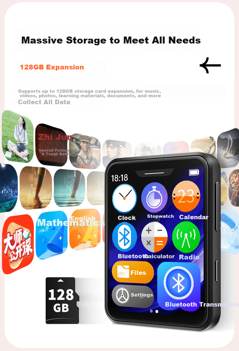 Портативный MP3/MP4 плеер Aigo 806e, 32GB, 2.8-дюймовый сенсорный экран, для изучения английского языка, с функцией словаря и спортивного динамика