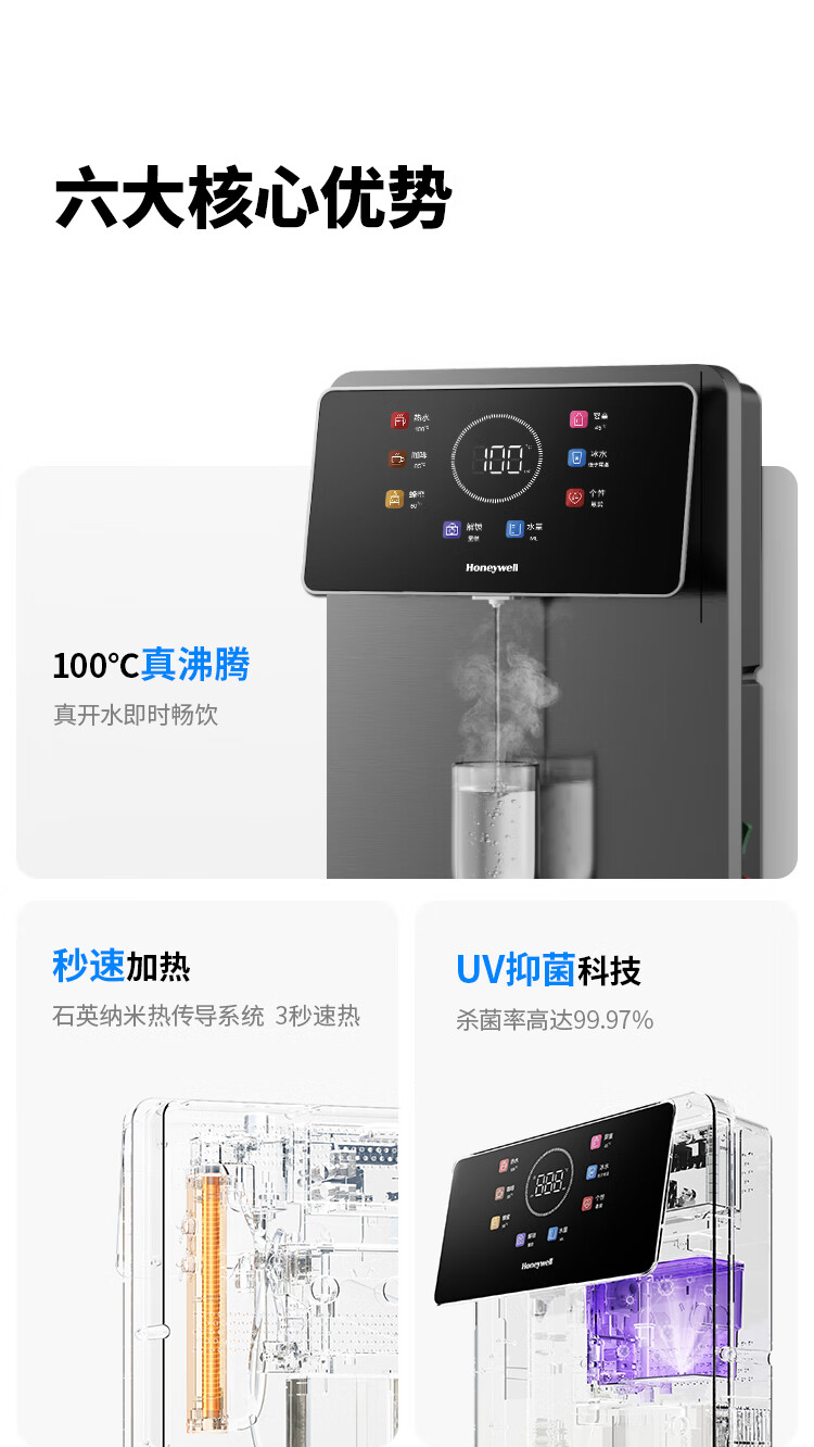 Настенный очиститель воды Honeywell GX-EH01-H, мгновенный нагрев до 100°C, для домашнего использования, отдельностоящая система водоснабжения и электропитания