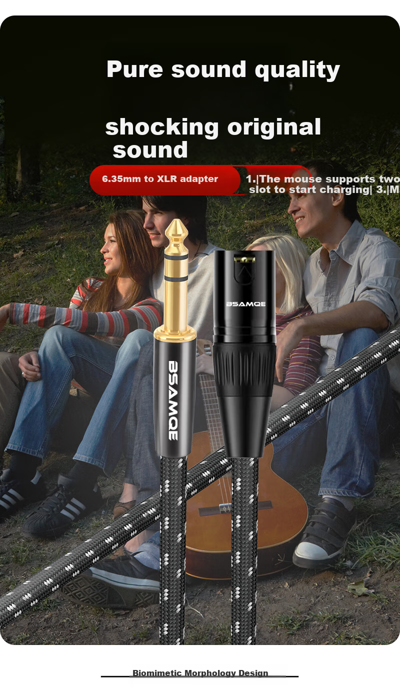 Кабель Beishanque 6.5mm на XLR Male, аудиокабель 6.35mm Male на XLR Male, 10 метров, BSQ-K121