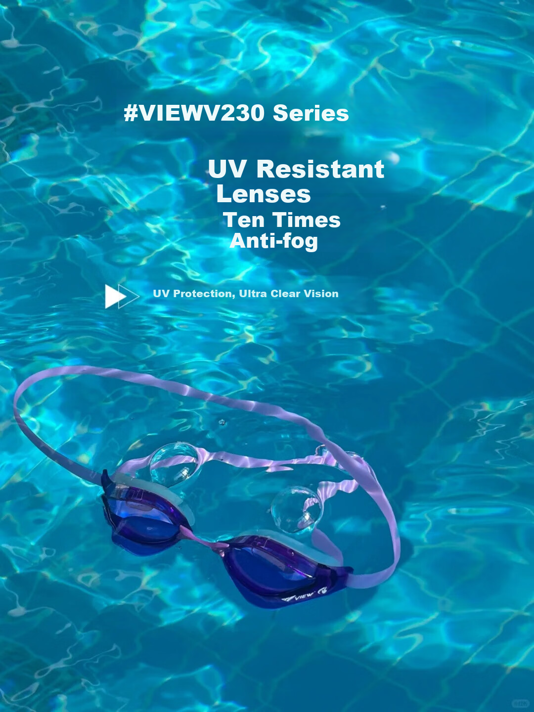 Очки для плавания View V230ASAMCCDDS, профессиональные гоночные, с антибликовым покрытием, импорт из Японии, HD, серый/синий