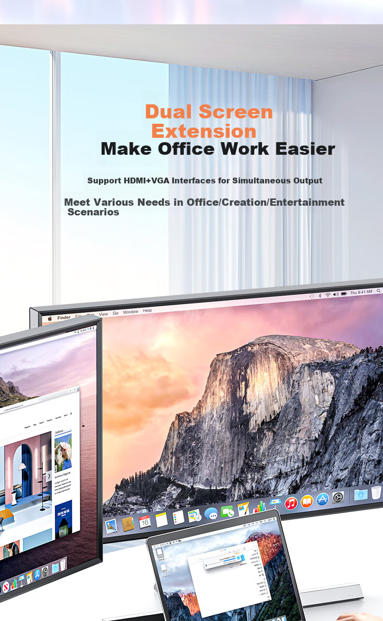 Переходник UNITEK Type-C на HDMI/VGA с PD зарядкой и USB 3.0, для Apple, ноутбуков, смартфонов и планшетов, для подключения к мониторам и проекторам