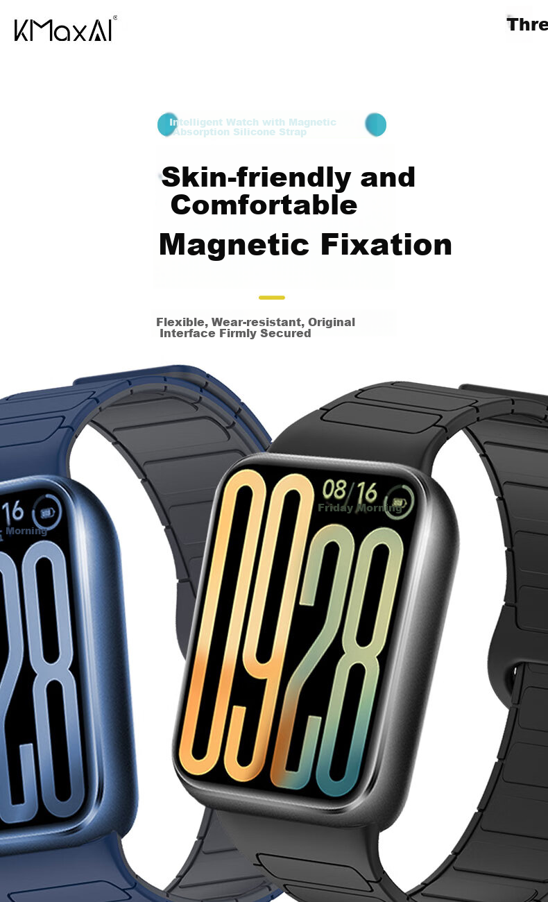 Магнитный силиконовый ремешок KMaxAI для Xiaomi Band 9/8 Pro, Redmi Watch 6/5/4, легкий розовый