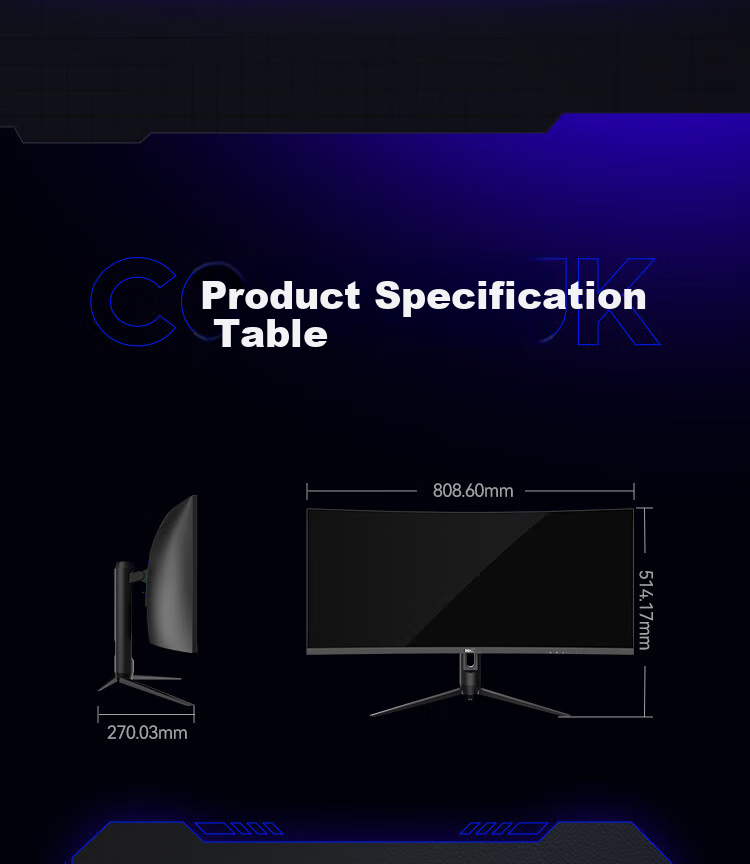 Игровой изогнутый монитор HKC CG345UK 34 дюйма, 21:9, WQHD, 240 Гц, HDR400, 1500R, 1 мс, HDMI 2.1