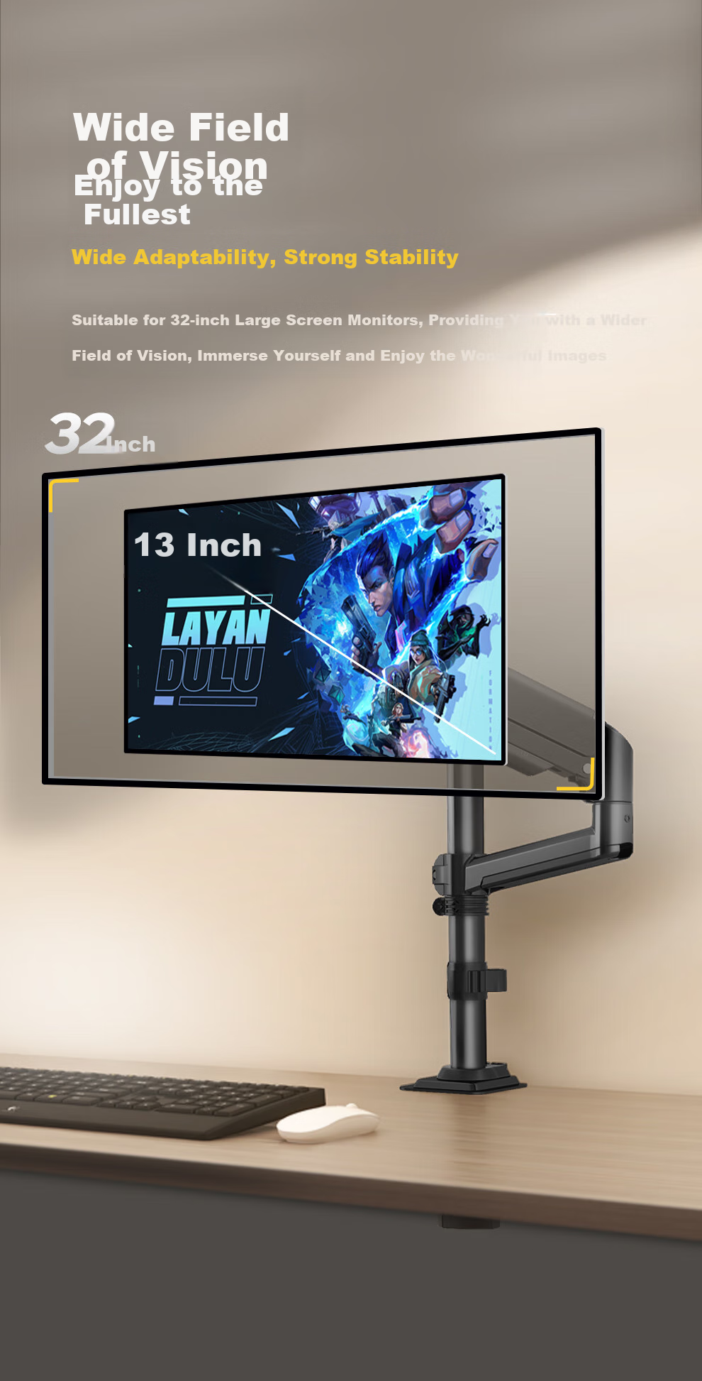 Кронштейн для монитора ATSCORE BL-03N, регулируемый, до 32 дюймов, до 10 кг