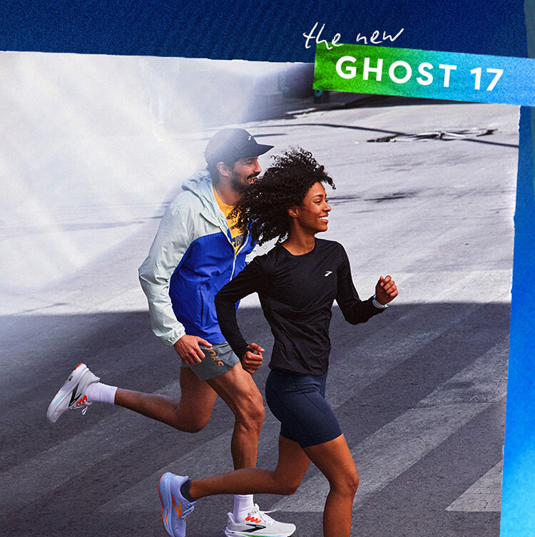 Кроссовки Brooks Ghost 17 мужские, серый/белый/оранжевый/зеленый, размер 45