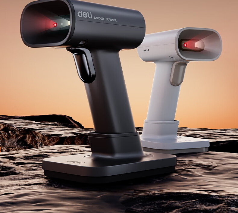 Сканер штрих-кодов Deli AA002WB, Bluetooth, беспроводной, серый