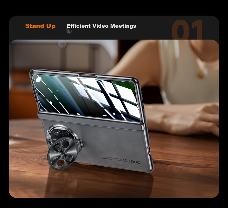 Чехол-книжка Ougedi для Huawei Mate X5, из натуральной кожи, с защитой камеры, противоударный, бизнес-стиль, светло-серый