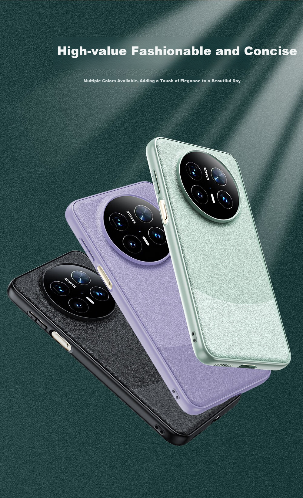 Чехол-накладка KMaxAI для Huawei Mate70 Pro/Pro+, премиальная защита объектива, противоударный, тонкий, из кожи, черный