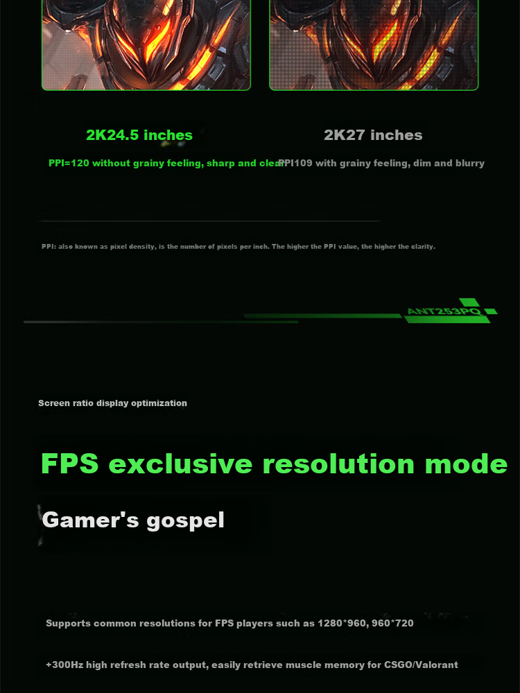 Игровой монитор ANTGAMER ANT253PQ, 24.5 дюйма, 2K (2560x1440), 300 Гц, 1 мс, IPS, HDR400, G-Sync/FreeSync