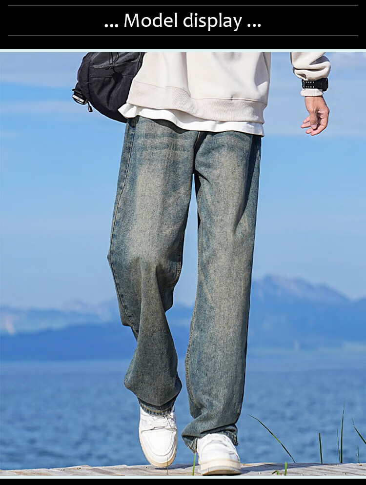 Джинсы Homlean Vintage Street-Style для мужчин, весна-лето, нишевые трендовые универсальные выстиранные длинные брюки в американском стиле, 05 черный 3XL