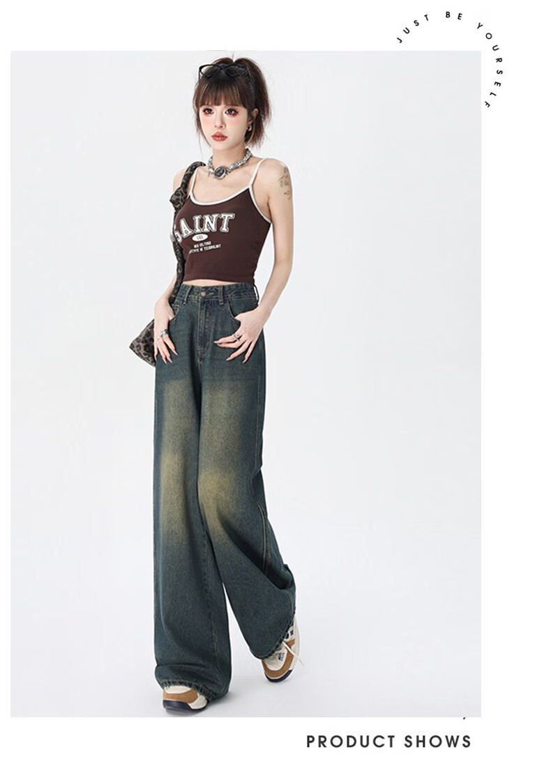 Джинсы Jeanswest женские, винтажные, с высокой талией, широкие, прямые, синие, размер L