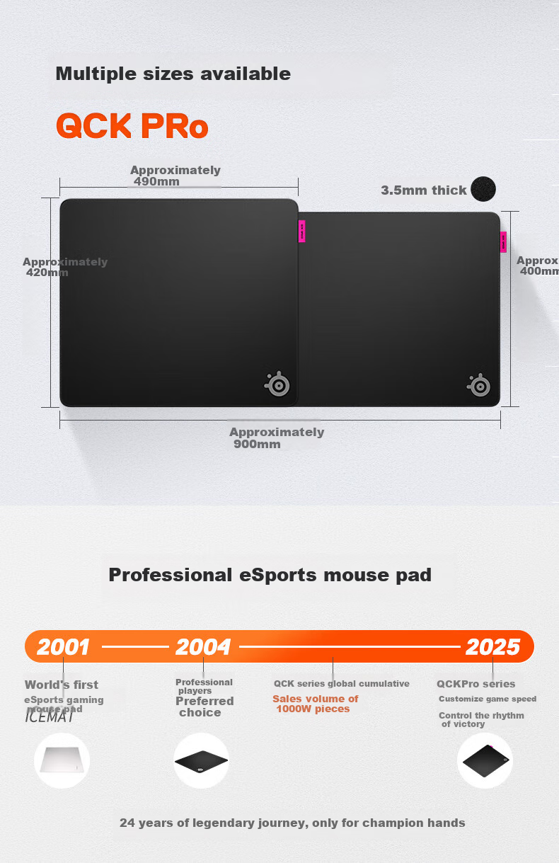 Игровой коврик SteelSeries QCK Pro Speed XL, для FPS, большой, гладкая поверхность, профессиональный