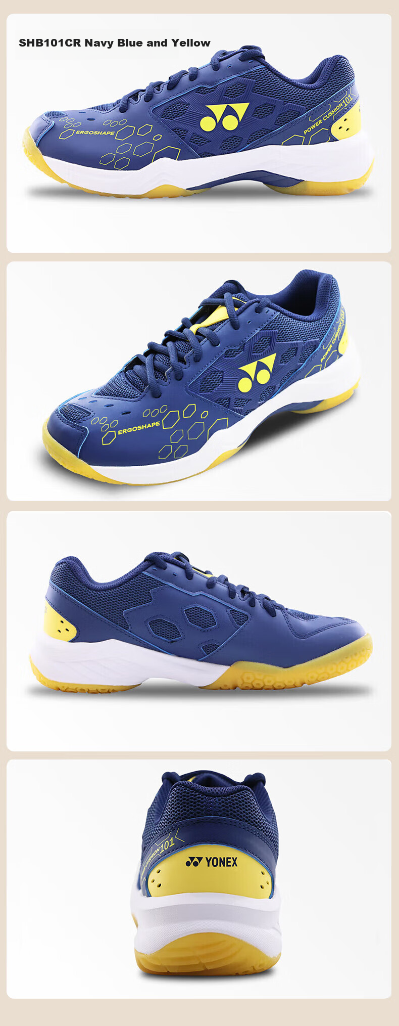 Кроссовки для бадминтона Yonex SHB101CR, унисекс, белые с мятным, размер 39
