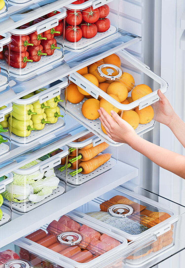 Набор контейнеров для хранения продуктов Jiabangshou, пищевой пластик, для холодильника, овощей, фруктов, яиц, 4 л, 2 шт.