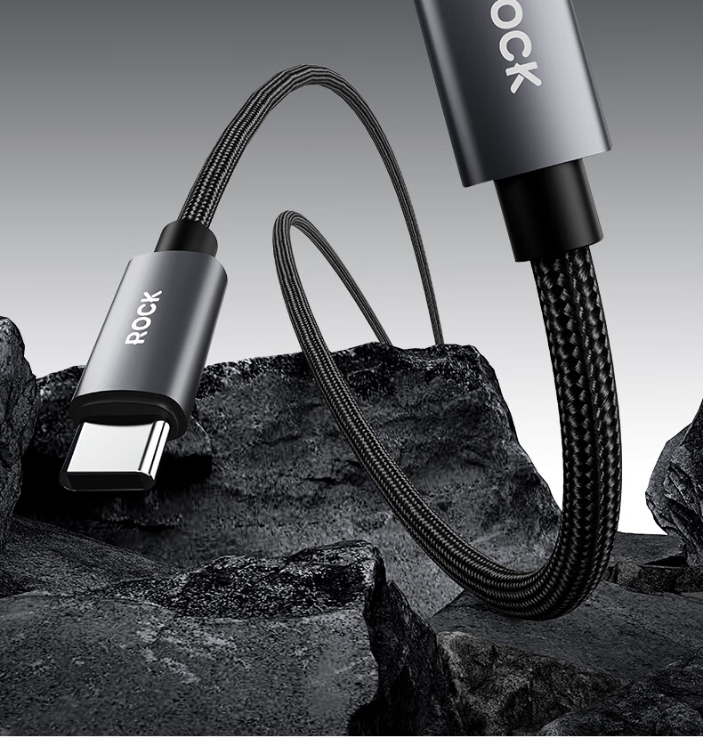 Кабель ROCK Apple Lightning to Type-C PD 27W, 1 метр, черный
