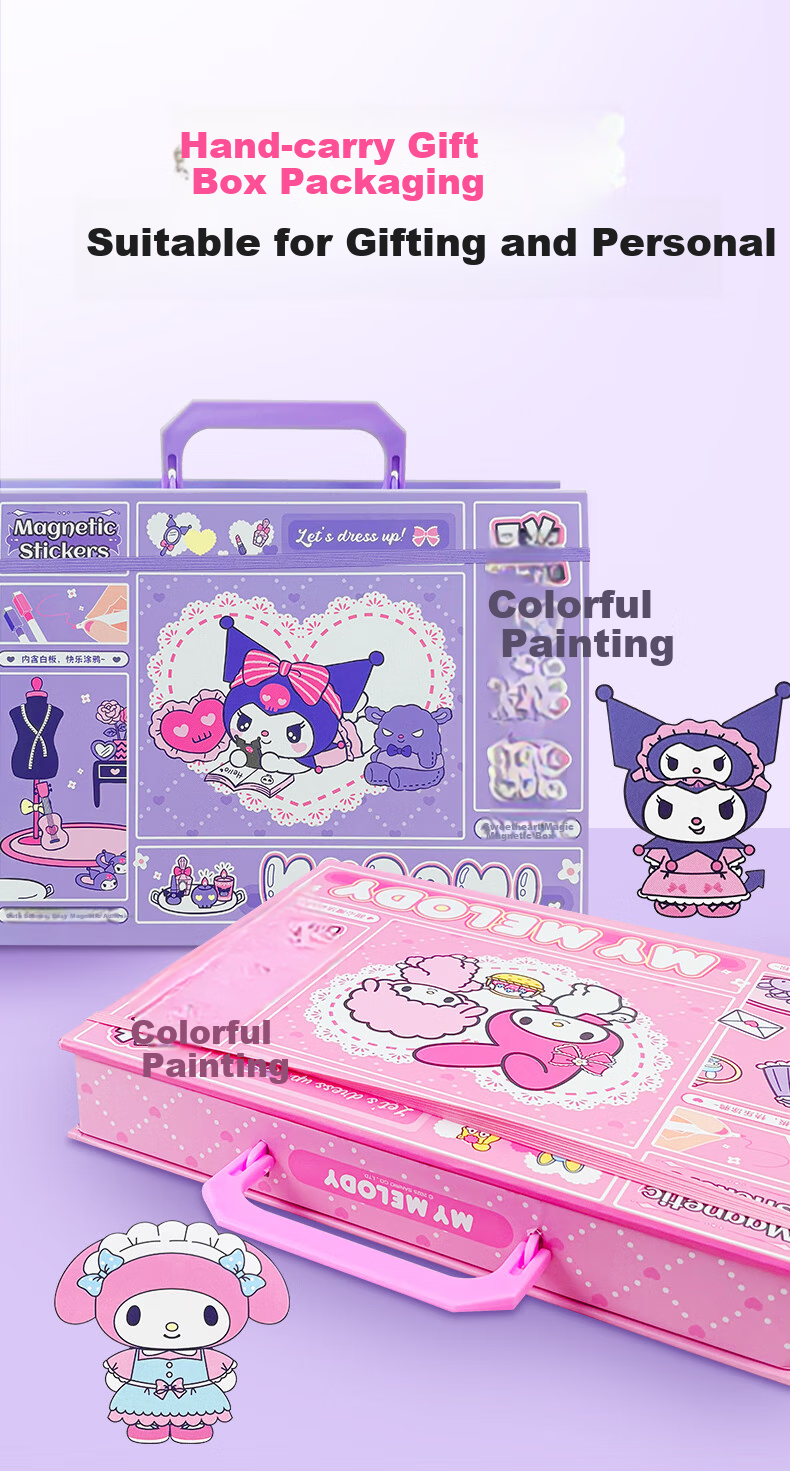 Детская книжка-раскраска с магнитными наклейками Dayanxiaowa Sanrio Kuromi, набор для переодевания для девочек, подарок на Новый год