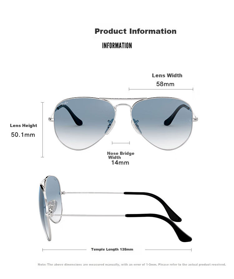 Солнцезащитные очки RayBan Авиатор, унисекс, серебристая оправа, затемненные линзы