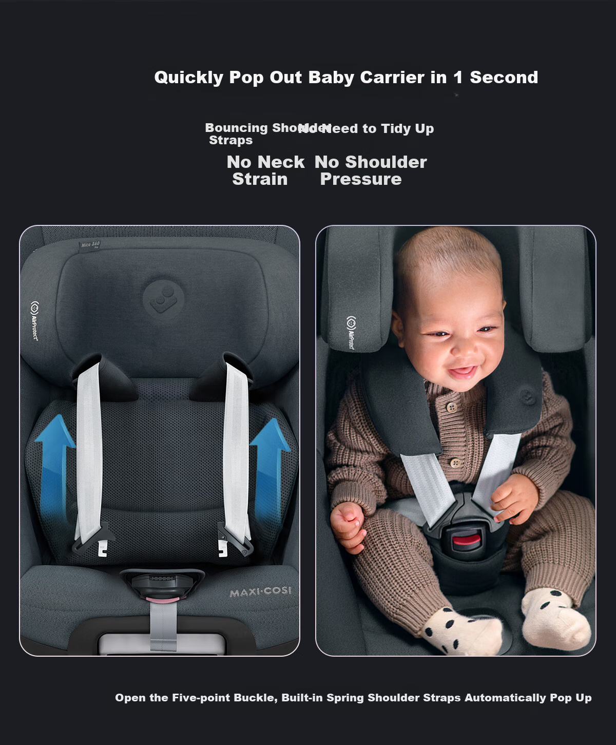 Автокресло Maxi-Cosi Mica360Pro для детей от 0 до 4 лет, сертифицированное i-Size, одобренное ADAC, с вращением на 360 градусов, цвет графитовый серый