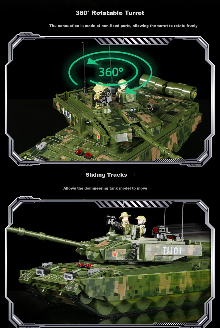 Конструктор LEAIXIANG Детский игрушечный военный танк 99A, совместимый с LEGO, набор для сборки для мальчиков от 6-12 лет, подарок на Новый год
