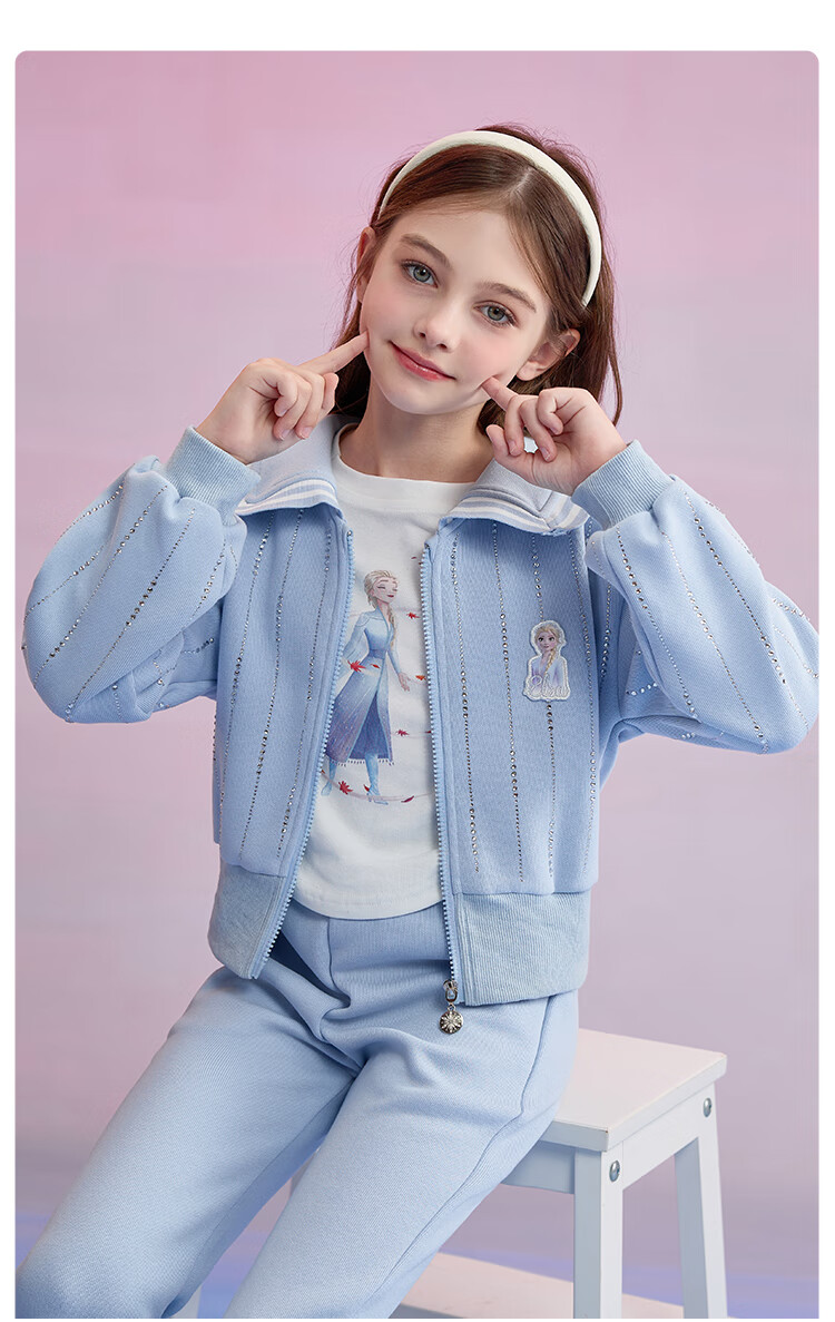 Детский костюм Disney Frozen Эльза, комплект из кардигана и брюк, весна 2026, для девочек, синий
